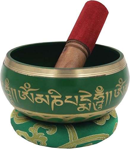 Miniatura 27 de DharmaObjectsGorgeous 8 Símbolos de la Suerte para meditación, Plato cantante / cojín / mazo, Negro, M