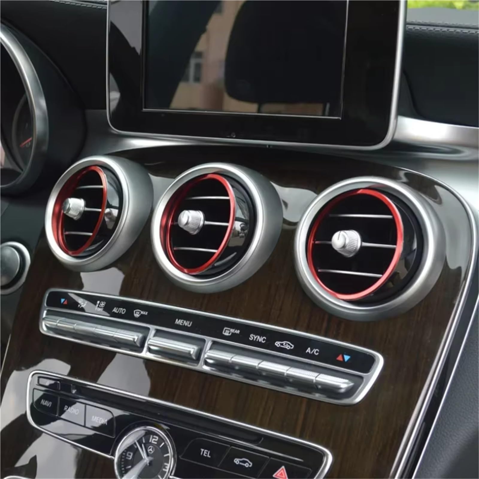 Compatible Con Benz Para Clase C W205 C350 2015 2016 2017 2018 2019 2020 2021 2022 2023 2024 2025 Cubierta Pegatinas Ajuste Ventilación Aire