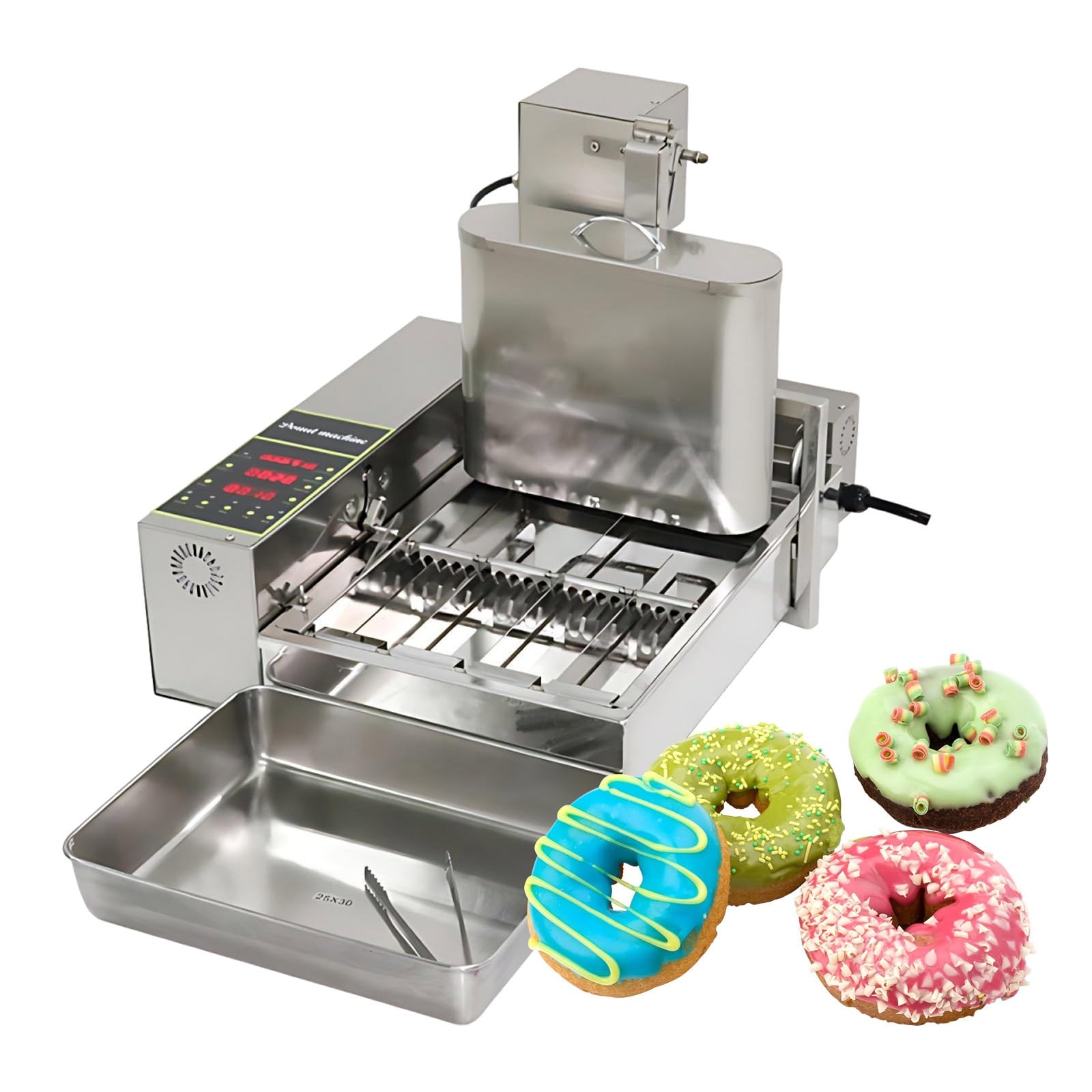 Machine à Beignets Automatique Professionnelle, Friteuse à Donuts 4 Rangées, Capacité 1800 Pcs/h, Acier Inoxydable 304, Équipement de Boulangerie et Pâtisserie Professionnel(110V)