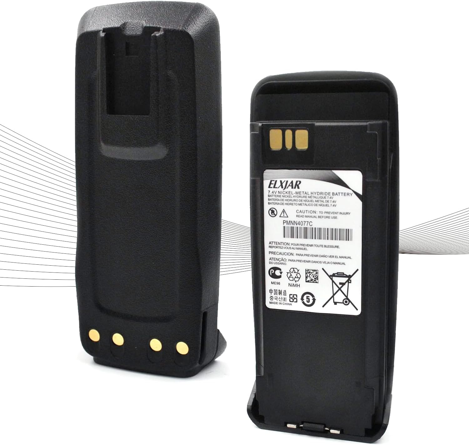 elxjar (2-Pack) 7.4V 1480mAh NiMH Battery Replacement for Motorola PMNN4065, XPR6350, XPR6550, XPR6580 Two-Way Radios, Rechargeable Battery Pack for Radio Communication