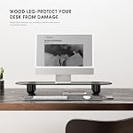 FENGE Monitor Stand Riser 34 Inch Computer Monitor Stand for Desk with Wooden Shelf and Solid Wood Legs, Desk Organizer for PC Laptop TV Printer, Black