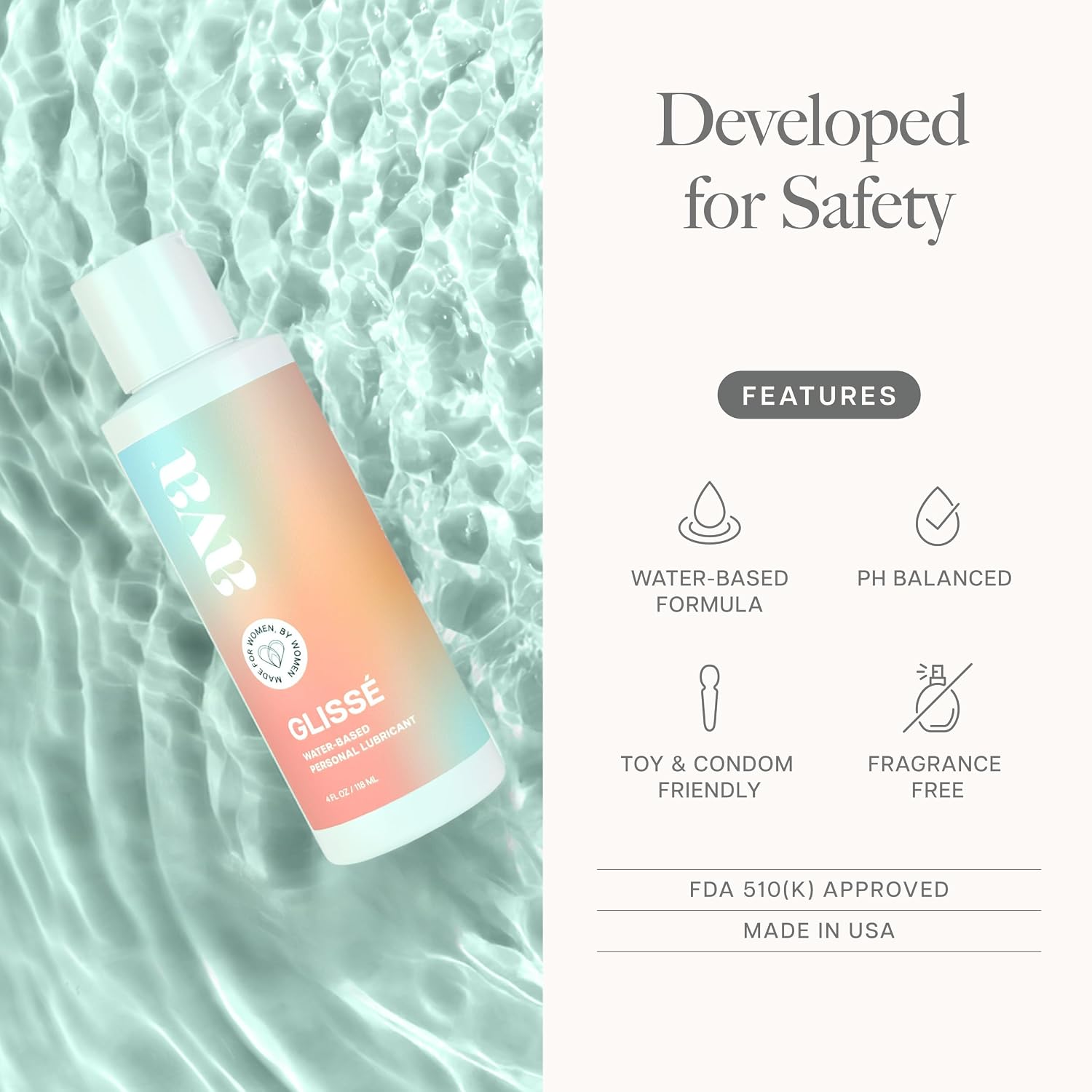 Ava Premium Water-Based Personal Lubricant – Long-Lasting, pH-Balanced & Toy-Safe – Non-Sticky, Paraben-Free Lube for Women, Men & Couples – 4 oz Bottle