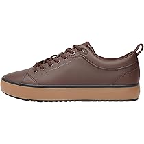 Tommy Hilfiger Harlem Core Cleat Lth Mix Fm0fm05702 Uomo Basso Top, Cacao Marrone, 44 EU