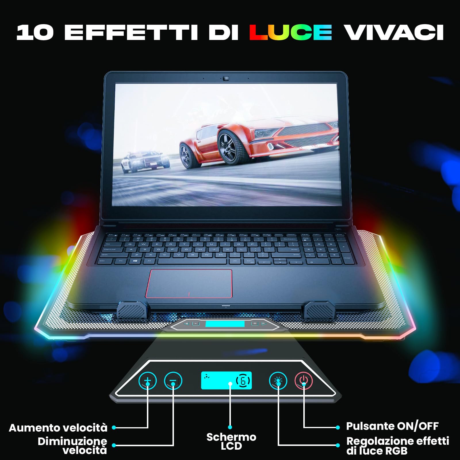 KLIM V14 Base di raffreddamento per Notebook Gaming 14 ventole RGB supporto 17" USB