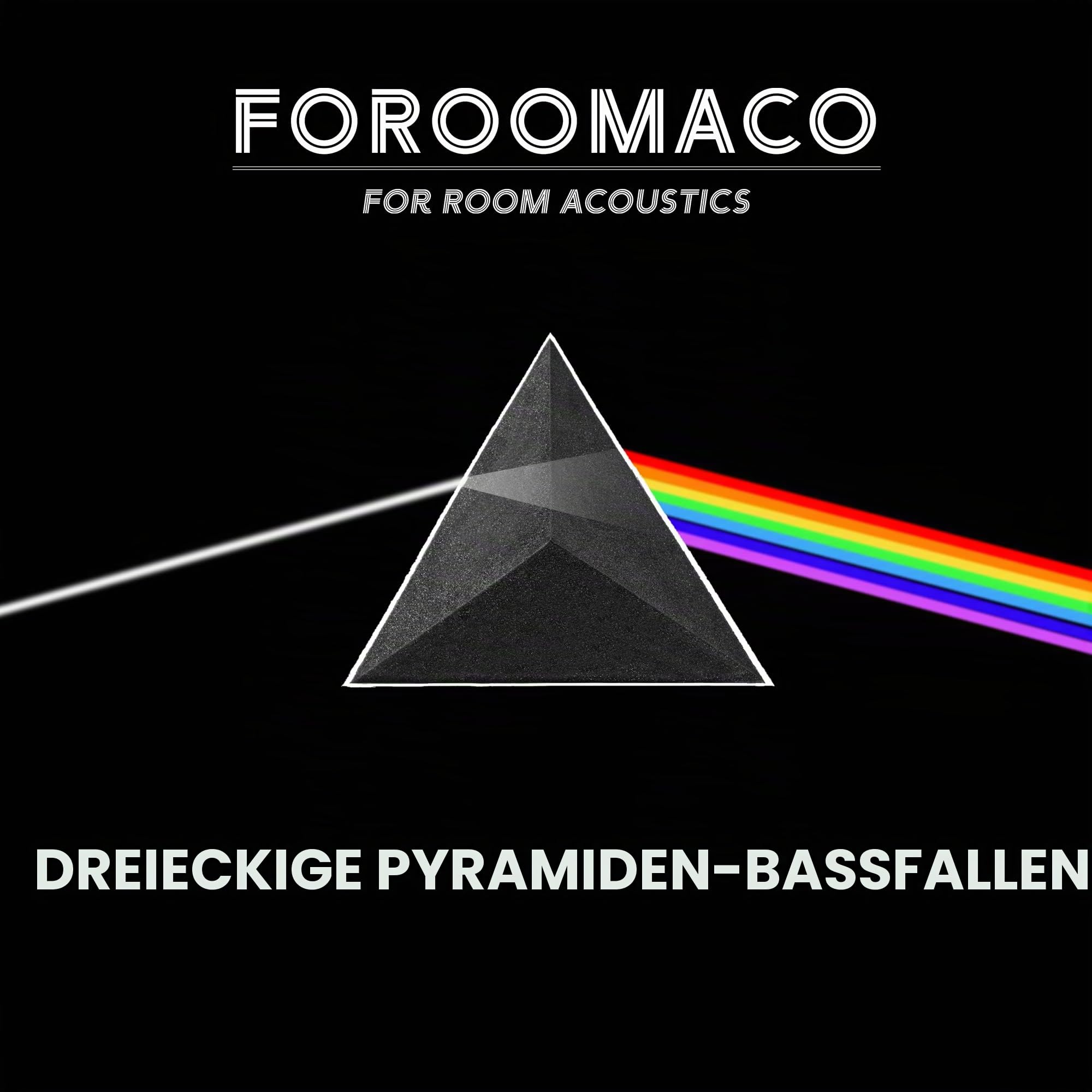 Foroomaco 4er-Pack Bassfallen für Ecken der Zimmerdecke: 41,9 cm Dreieck, 30,5 cm Tiefe, Triangular Pyramid-Akustikschaum für Schallabsorption