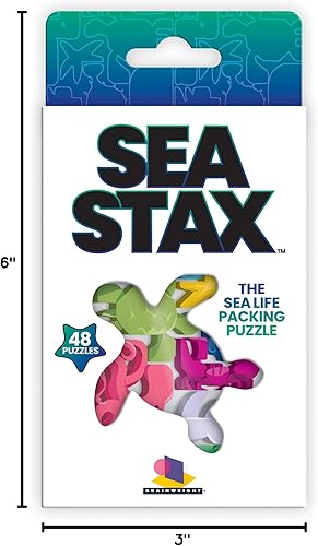 Miniatura 6 de Brainwright - Sea STAX - El juego de embalaje de rompecabezas de patrón en forma de criatura del mar profundo, juguete de rompecabezas multicolor,