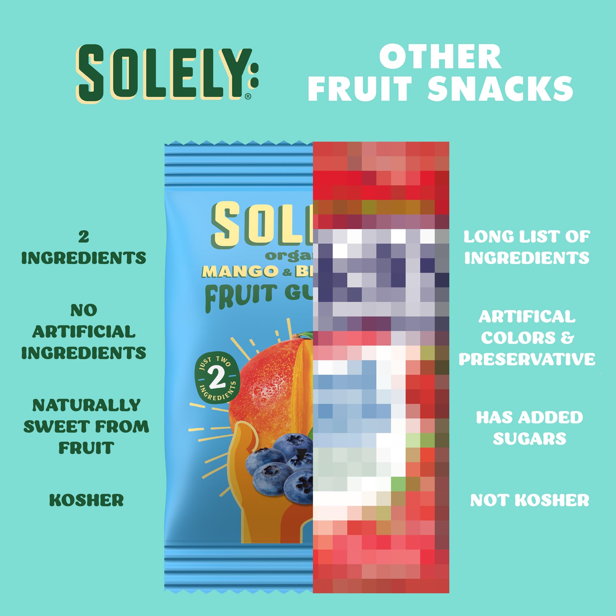 SOLELY - Organic Mango & Strawberry Whole Fruit Gummies (Pack of 1 Box, 5 Bags per Box) - Real Fresh Fruit - Healthy Snacks for Adults & Kids - Non GMO, Vegan Snacks, Shelf Stable - 5 Bags (3.5 oz) thumbnail 4