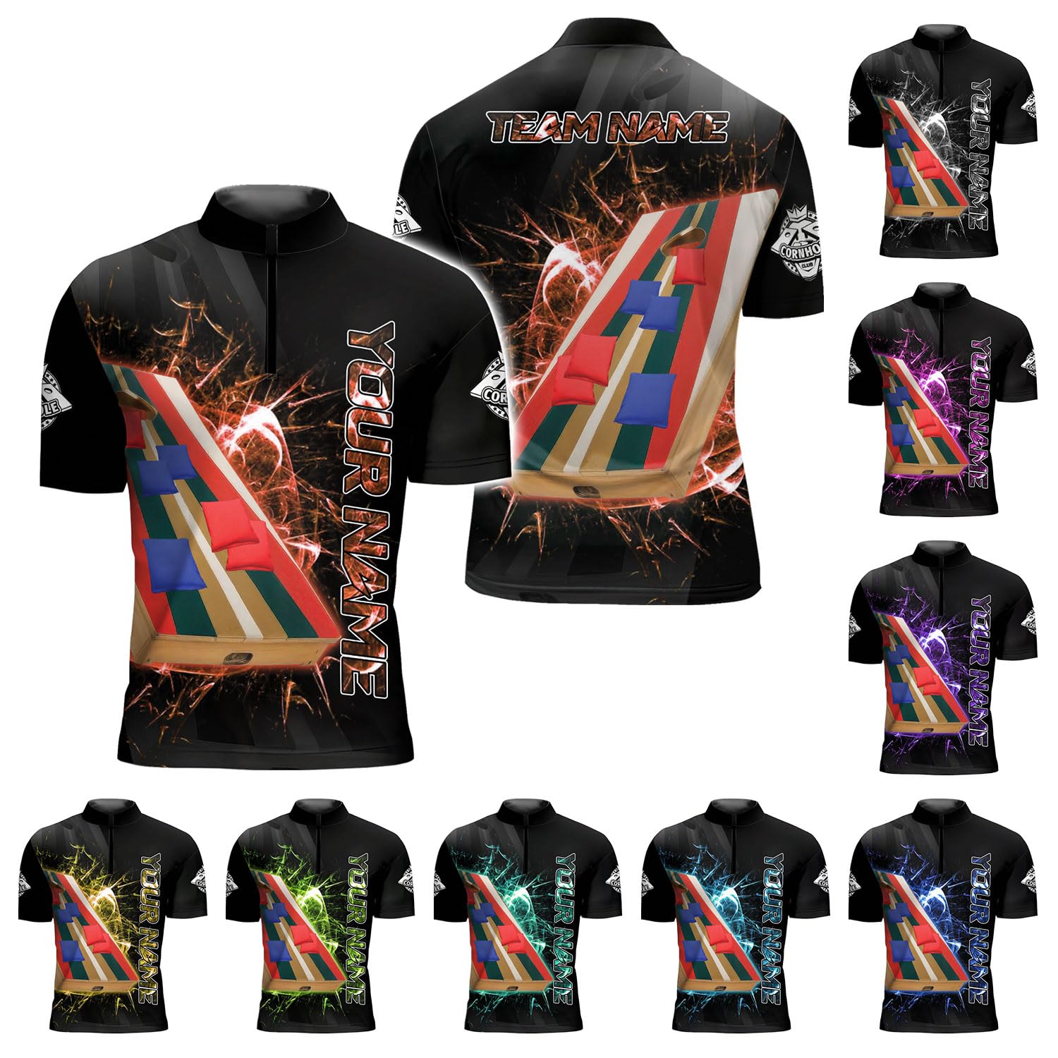 BOZENTIM Personalized Cornhole Jerseys for Men, Cornhole Shirts for Men, Cornhole Bowling Jerseys Gifts for Cornhole Players (US, Alpha, Small, 5X-Large, Regular, Regular, CH8)