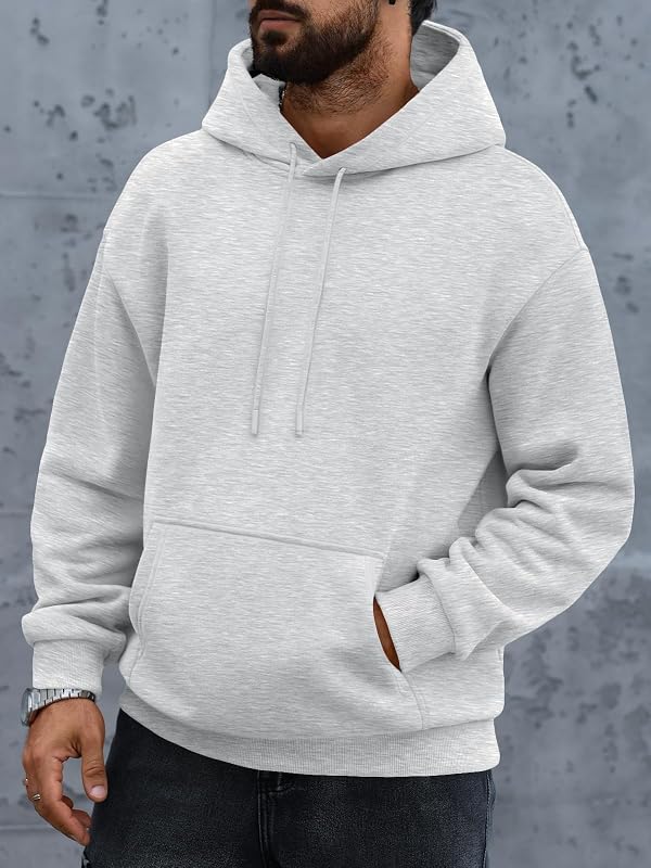 EFAN Mens Oversized Hoodies Fleece Lined Sweatshirts Grey image 3