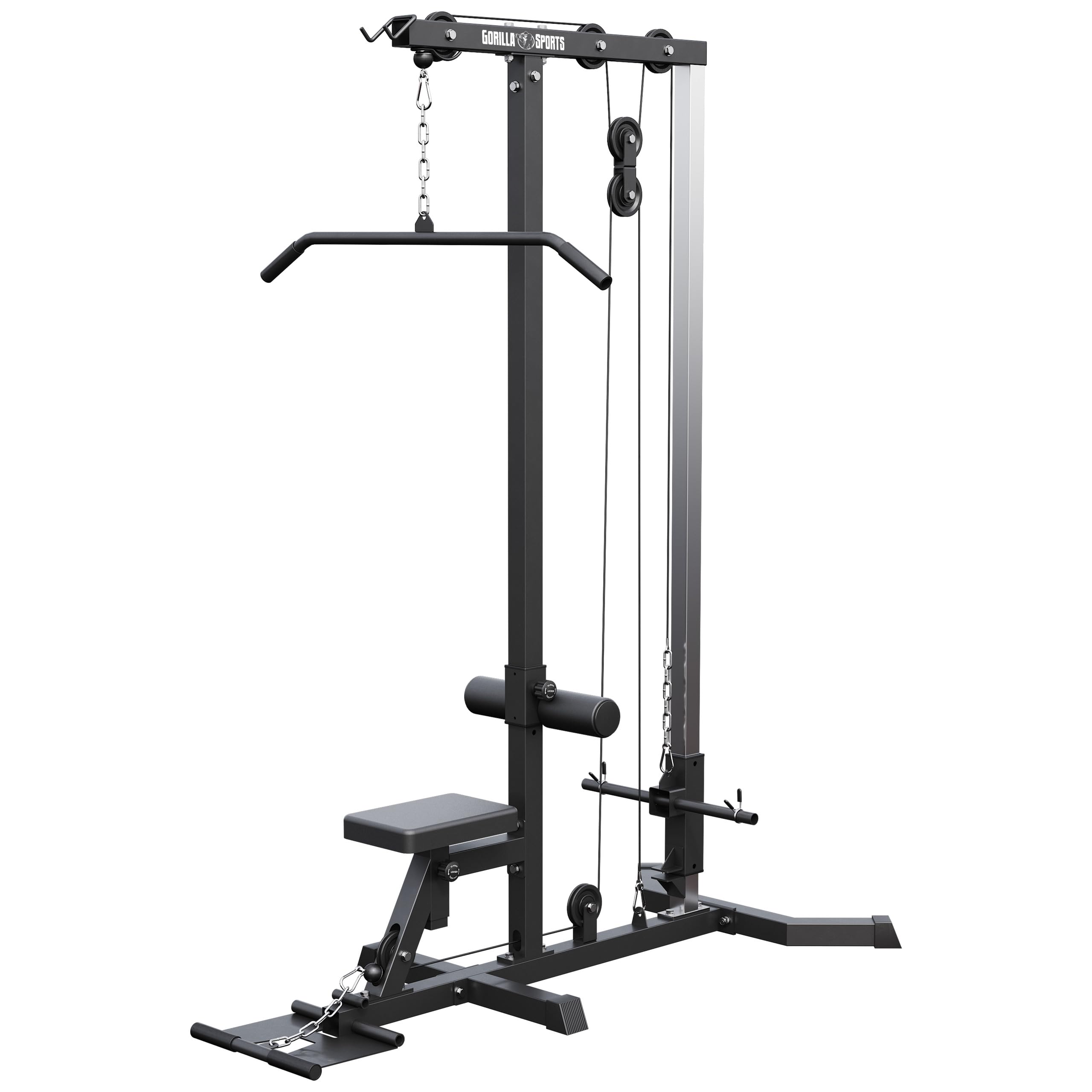 GORILLA SPORTS® Torre de poleas Ajustable, 30 mm | Incluye barra de tríceps y barra de poleas, Soporta hasta 280 kg, Estación de tracción de cables, Máquina de fitness