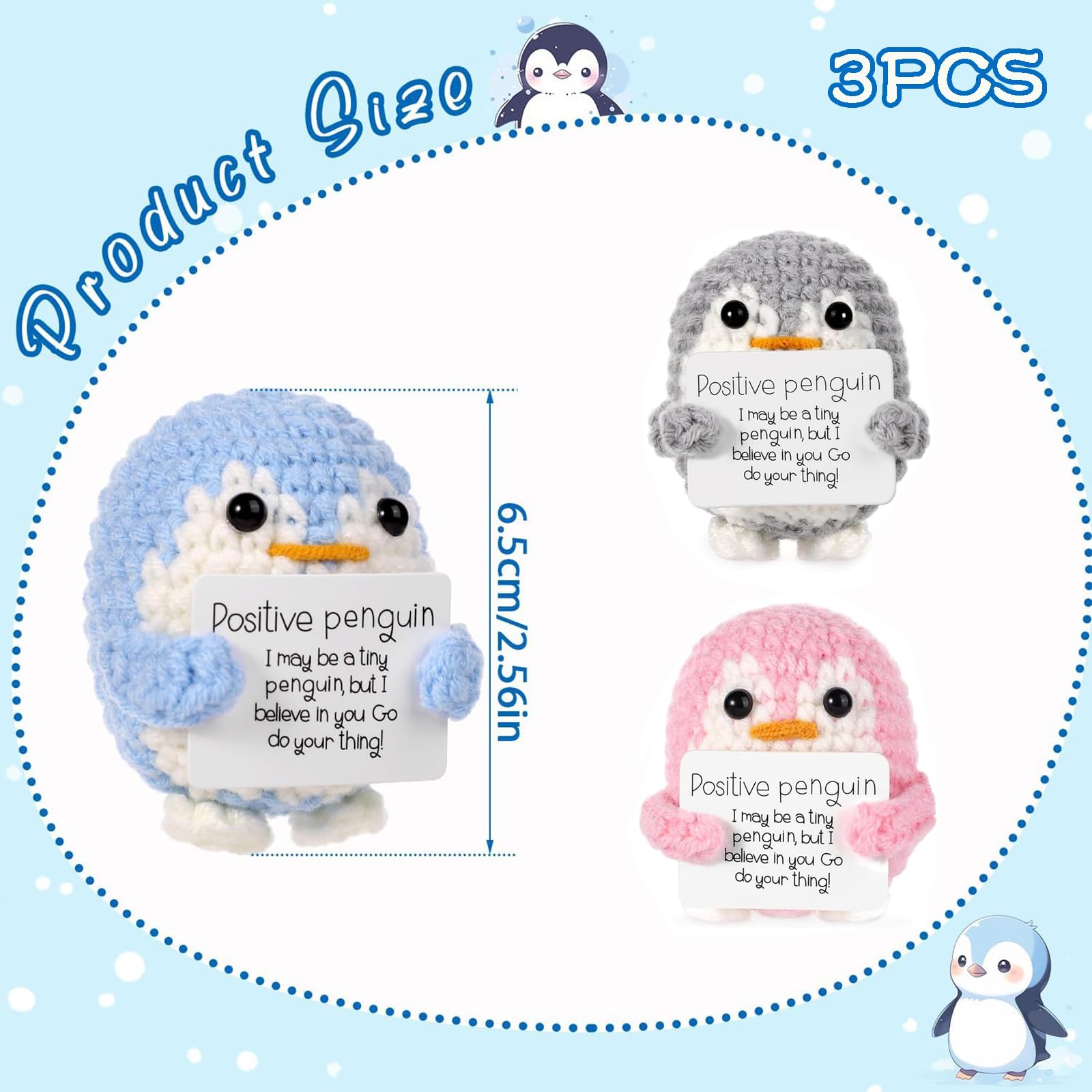 3 PCS Positive Penguin, Positive Potato, Positive Gifts, Mini Funny Positive Penguin - Image 2