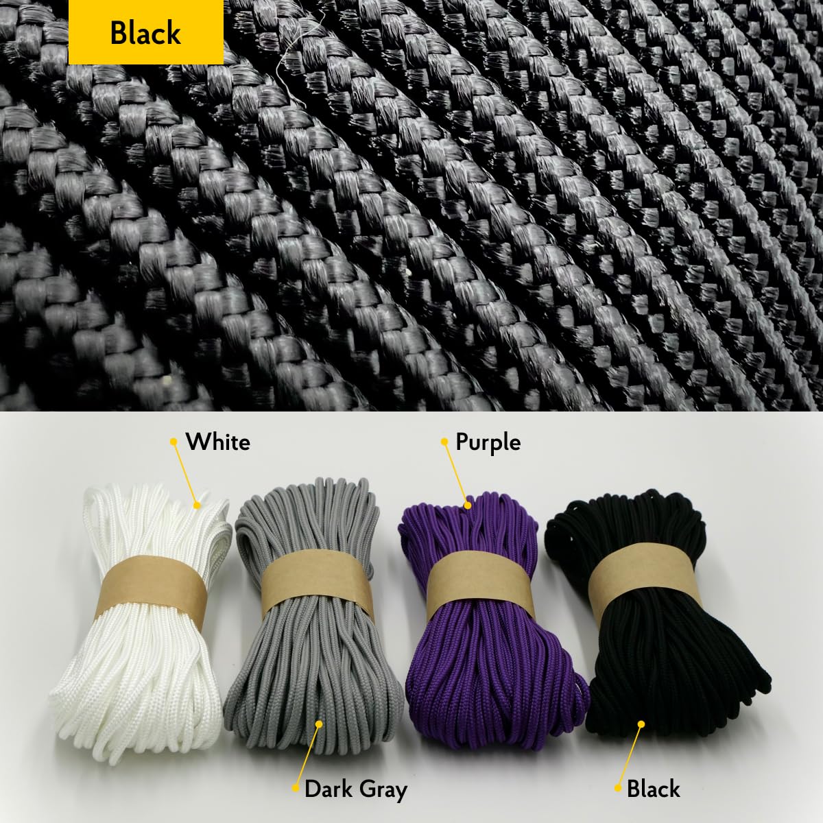 3 mm Nylon Paracord 425 (50 i 100 m) – 3 mm Typ II, 100% nylonowa lina, 3-żyłowa lina, 3 mm nylonowa lina w wielu kolorach