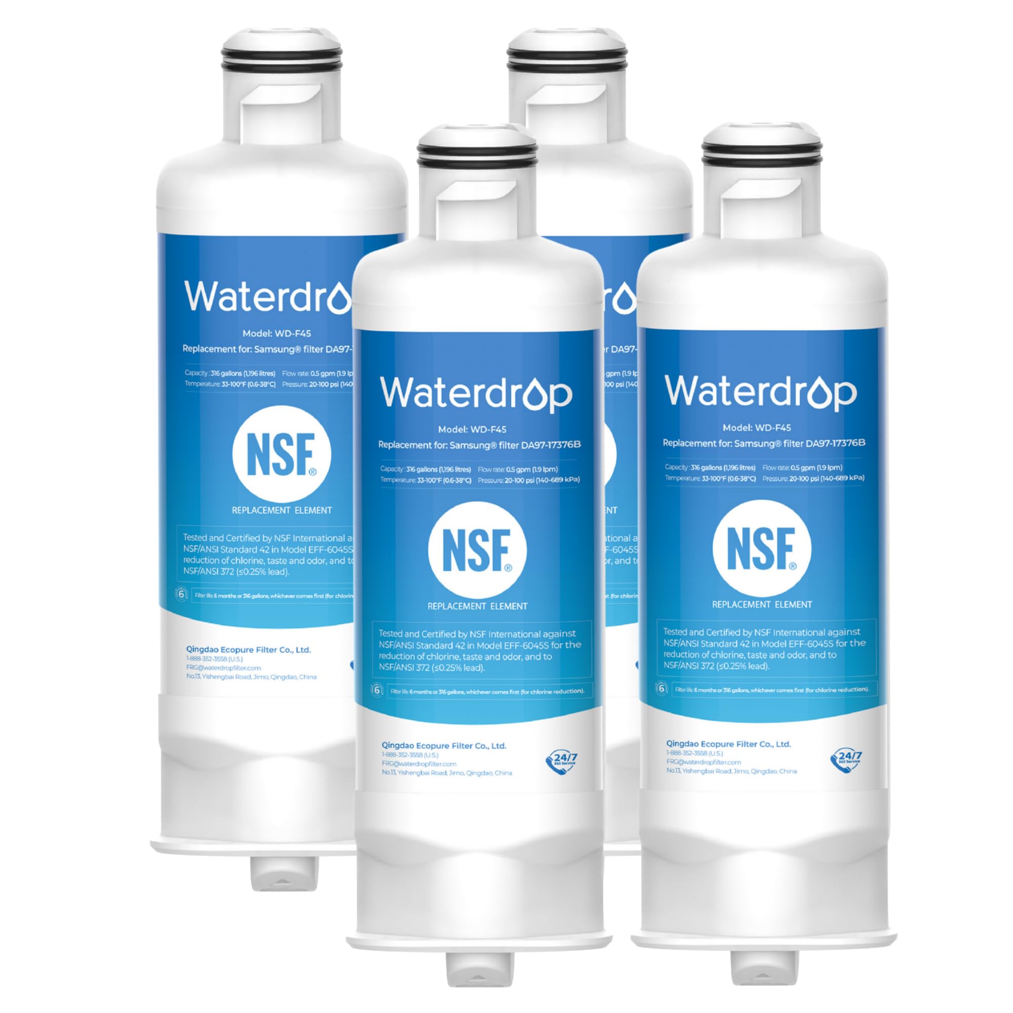 Waterdrop DA97-17376B Samsung HAF-QIN/EXP用 冷蔵庫用浄水器交換用 フィルター4個