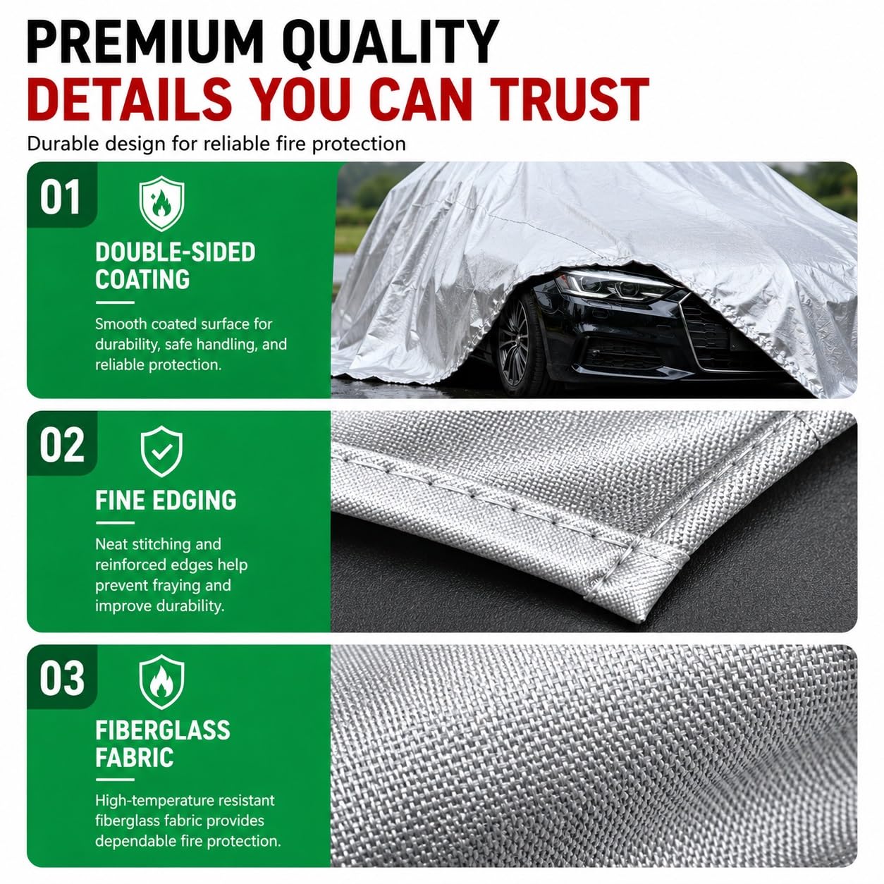 Manta Ignífuga De Emergencia For Vehículos, Gran Cobertura For SUV | Recubrimiento de silicona ignífugo, 0,5 mm de espesor, con bolsa de transporte, for taller y berlinas(6*8m/20*26ft)