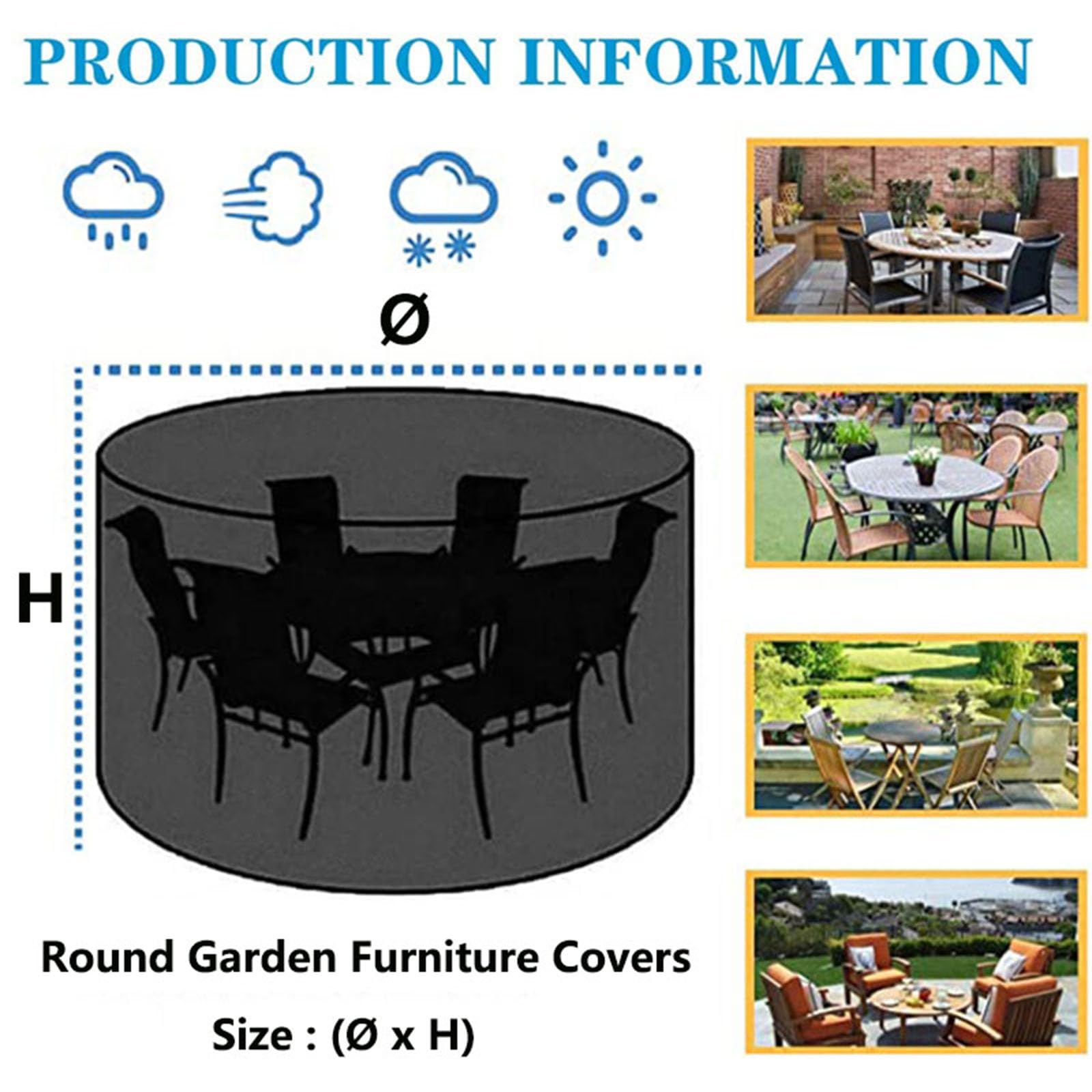 Copertura Per Tavolo Da Giardino Rotondo Ø150cm - Tessuto Oxford 420D Impermeabile, Anti-UV, Argento - Foto 7
