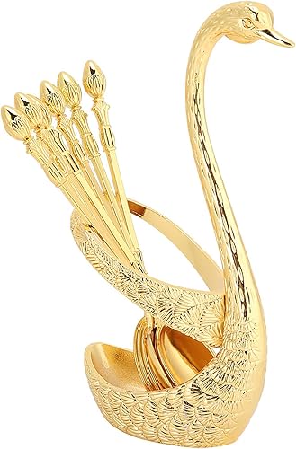 Almacenamiento de vajilla, soporte de cuchara de acero inoxidable, para decoración de utensilios (dorado)