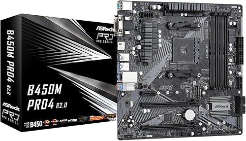 Tarjeta madre ASRock B450M PRO4 R2.0 Socket AM4/ AMD B450/ DDR4/ SATA3&USB3.2/ M.2/ Micro ATX