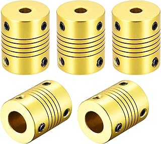 Tool parts 5 Pcs 10mm To 5mm Aluminum Alloy Shaft Coupling Flexible L25xD20 Golden Tone