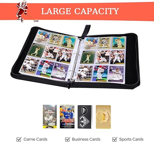 Miniatura 5 de Carpeta de tarjetas de hockey con 900 bolsillos, tarjetero para coleccionistas de tarjetas, carpeta de tarjetas intercambiables, 9 bolsillos con 50