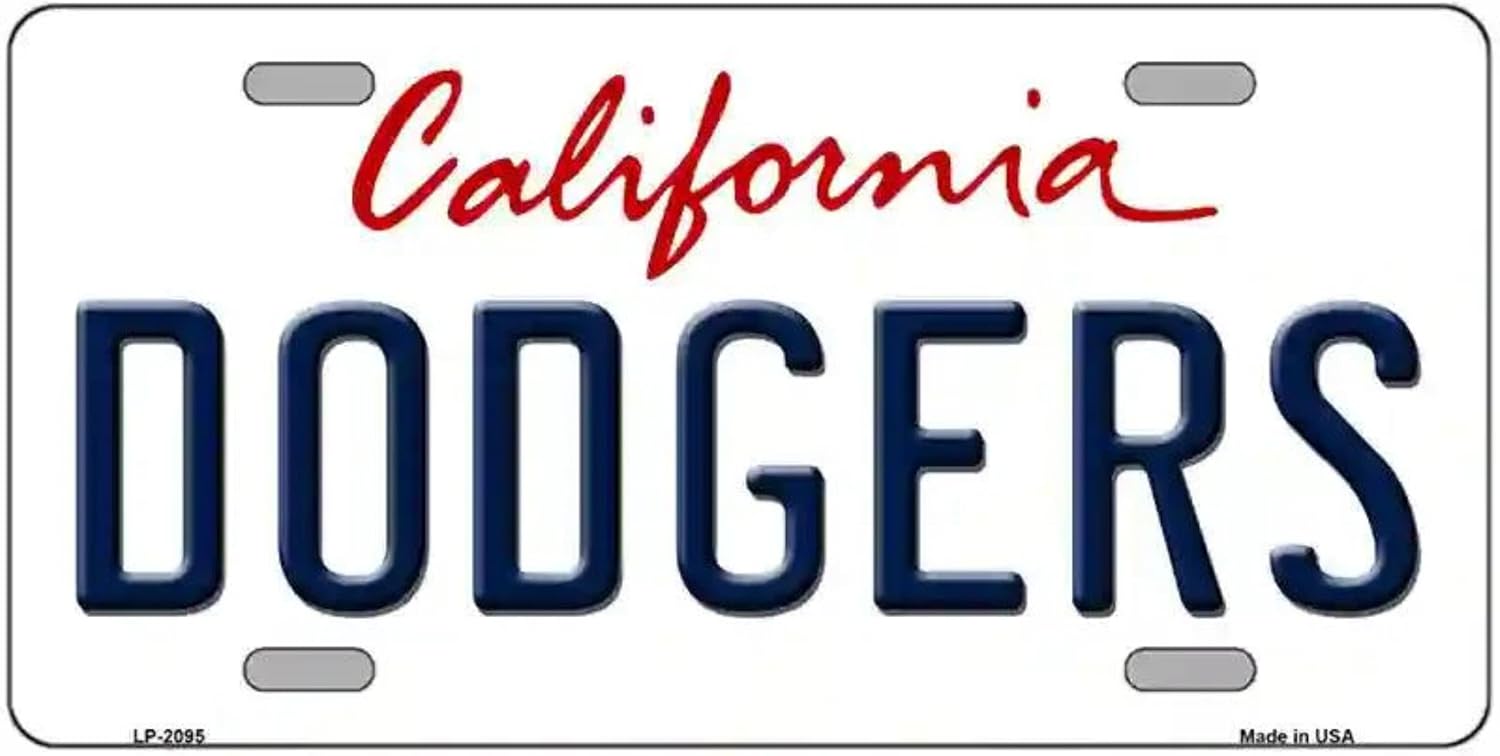 California Dodgers Fan License Plate, 12x6 Inch | Made in USA, Car & Wall Display, Baseball Fan Decor, Standard Plate Size, Bold Team Lettering