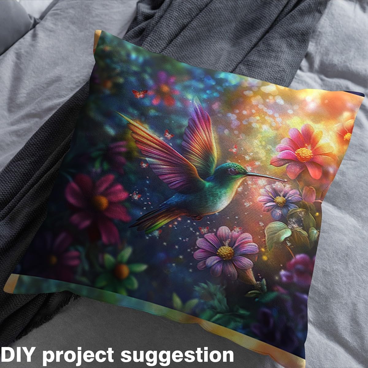 Dreamy Hummingbird Upholstery Fabric for Chairs - Watercolor Hummingbird Flowers DIY Fabric by The Yard for Craft Lovers 109"x63",Tropical Birds Rustic Aesthetic Animal Rainbow Floral Quilting Fabric
