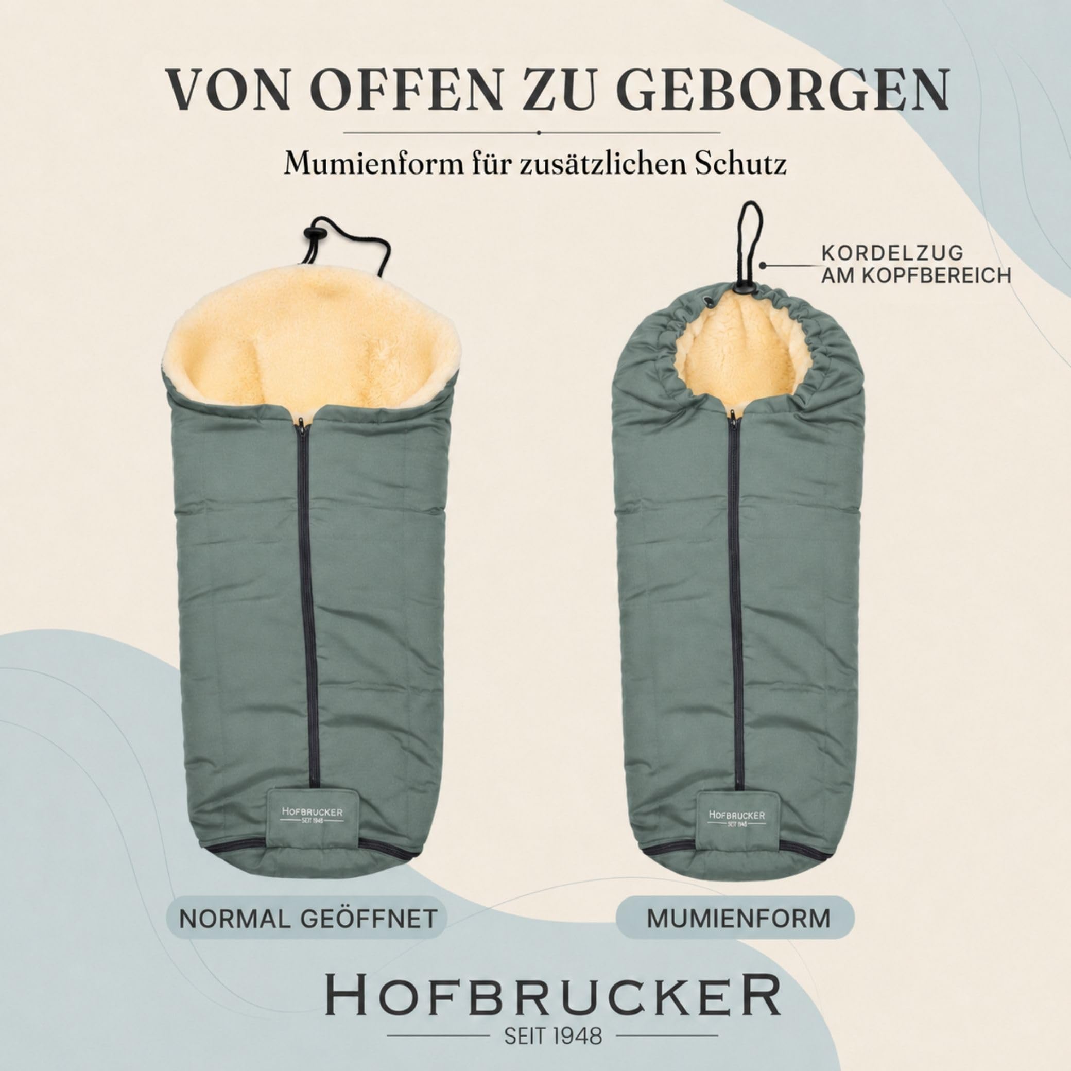 IGLU - Sacco nanna per passeggino, in pelle di agnello, 100% naturale, resistente al vento e all'acqua, universale, prodotto in Germania