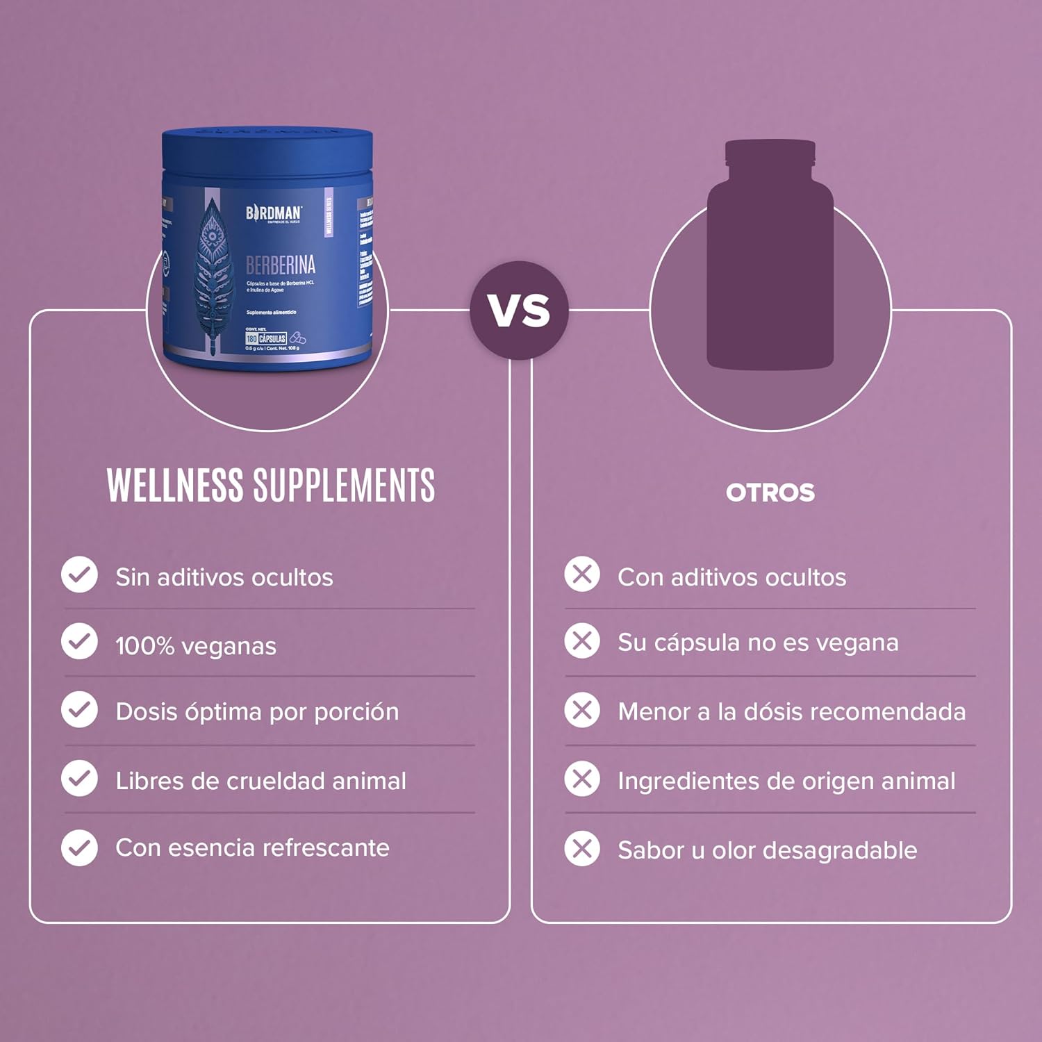 Birdman Berberina HCL 900 mg | Apoya tu Alimentación Diaria | Fórmula Limpia Sin Aditivos | Cápsula Vegana | Esencia Refrescante | Suplemento Alimenticio | 90 Porciones | 180...