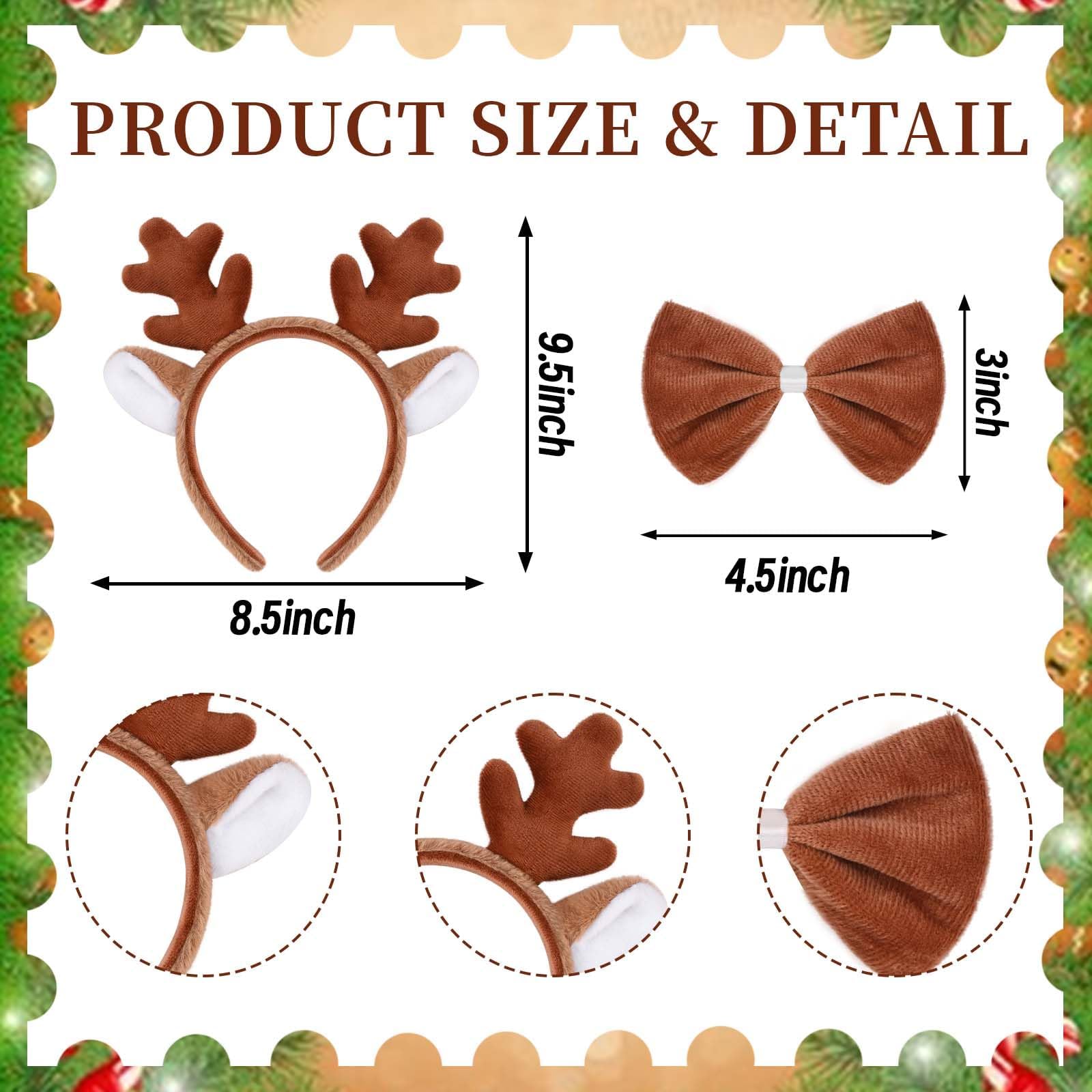 Matiniy 6 Pcs Reindeer Costume for Women - Adult Deer Antlers Headband, Tail Tutu Skirt, Socks & Tie for Halloween, Christmas, Mardi Gras Parties