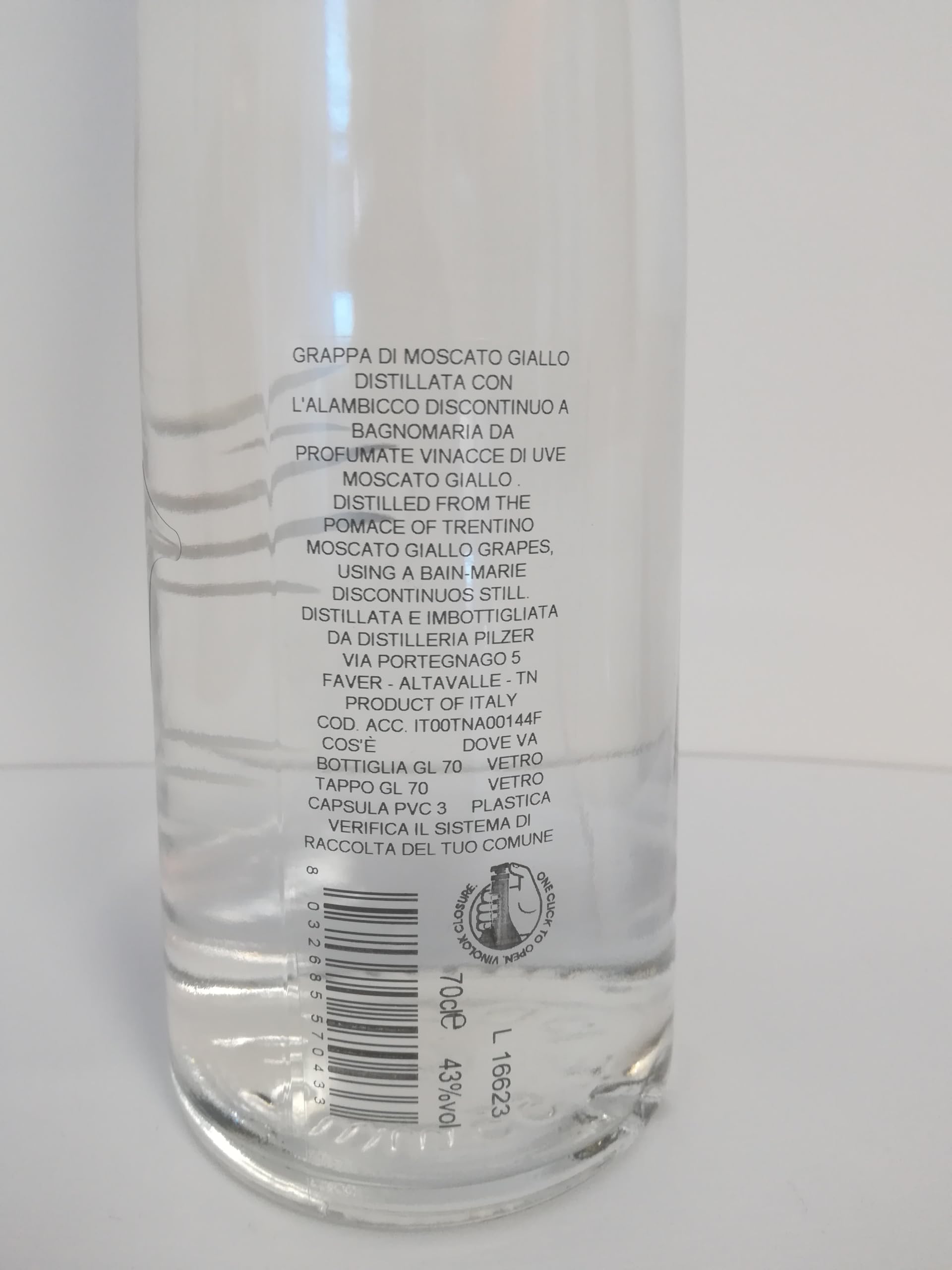 Grappa Moscato Giallo 70Cl Grappa Moscato Giallo 70Cl - 700 ml