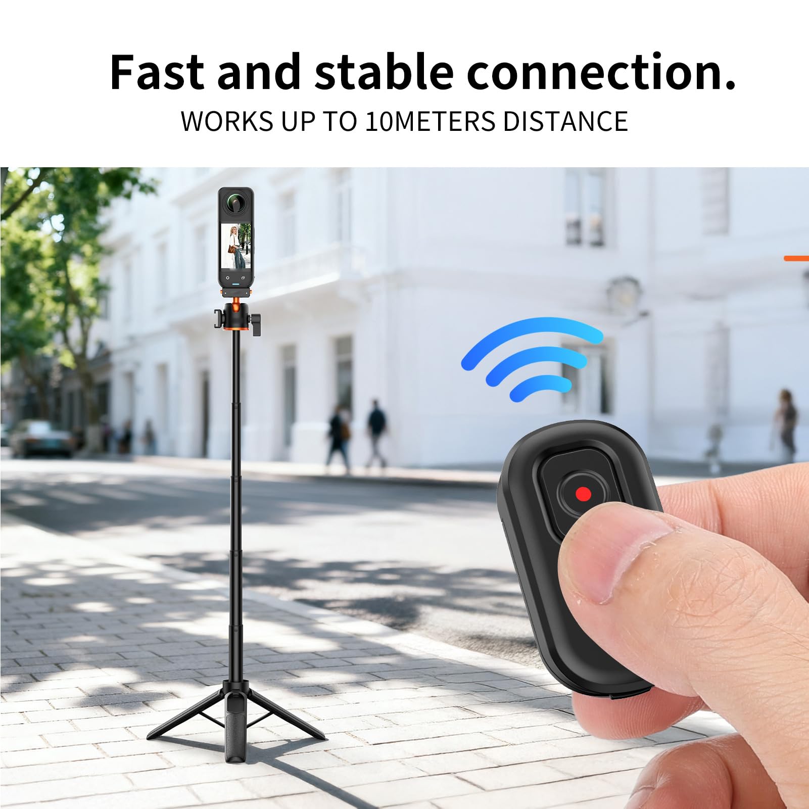 Telecomando per fotocamere a portata di 10 m, 4 funzioni, lunga durata della batteria compatibile con action cameras Insta 360 X5/4/3/2, Ace/AcePro/AcePro2 e GO3S