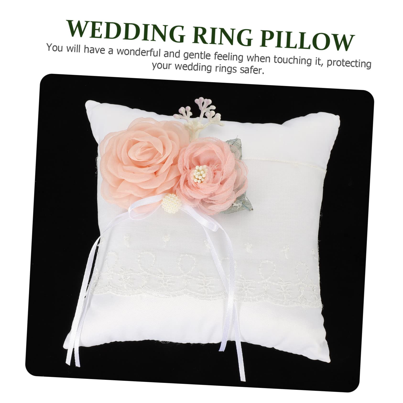 Abaodam 4pezzi Cuscino Portanello Nuziale Elegante Con Fiori Simulati Cuscino Per Anelli Da Cerimonia Decorazione Romantica Per Fidanzamento e Matrimonio Portatile e Leggero Accessorio