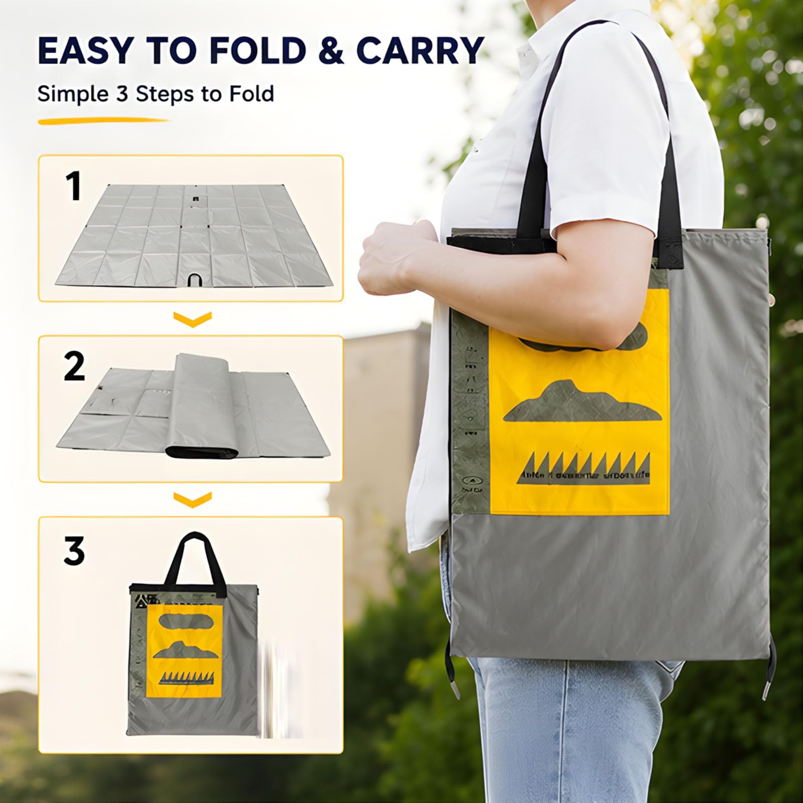 Borsa da campeggio Picnic Mat Pieghevole Tasca Portatile Oxford Panno Coperta Leggero Picnic Tappeto Prati Pad Facile da Pulire Borsa con Cerniera Esterna