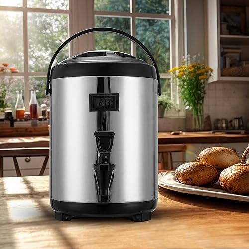 Miniatura 2 de Insulated Drink Dispenser - 10L2.7Gallon 304 Thickened Stainless Steel Hot Drink Dispenser, Hot Beverage Dispenser With Thermometer Faucet For Hot