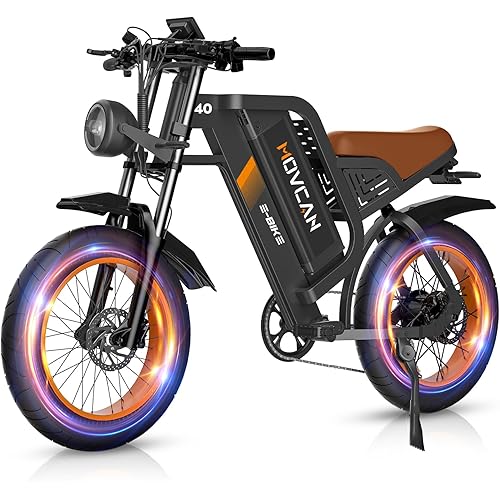 Movcan V40 Electric Bike For Adults,48V25Ah Removable Battery 20” Fat Tire Dirt Bike,1500W Motor 35MPH Top Speed 120 Miles Range Electric Motorcycle,7 Speed Dual Hydraulic Brake Ebikes For All-Terrain