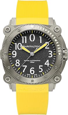 Hamilton Khaki Navy Automatic Mens Watch, 46mm Titanium Case, Swiss Made, Grey Dial Analog Wrist Watch for Men, 1000m Waterproof, Sapphire Crystal, Rubber Strap