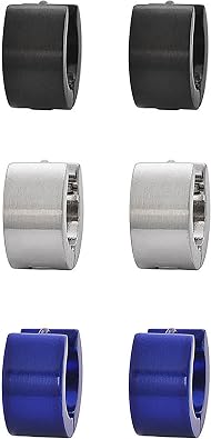 Mens Womens Small Huggie Hoop Earrings Triple Set, Three Pairs
