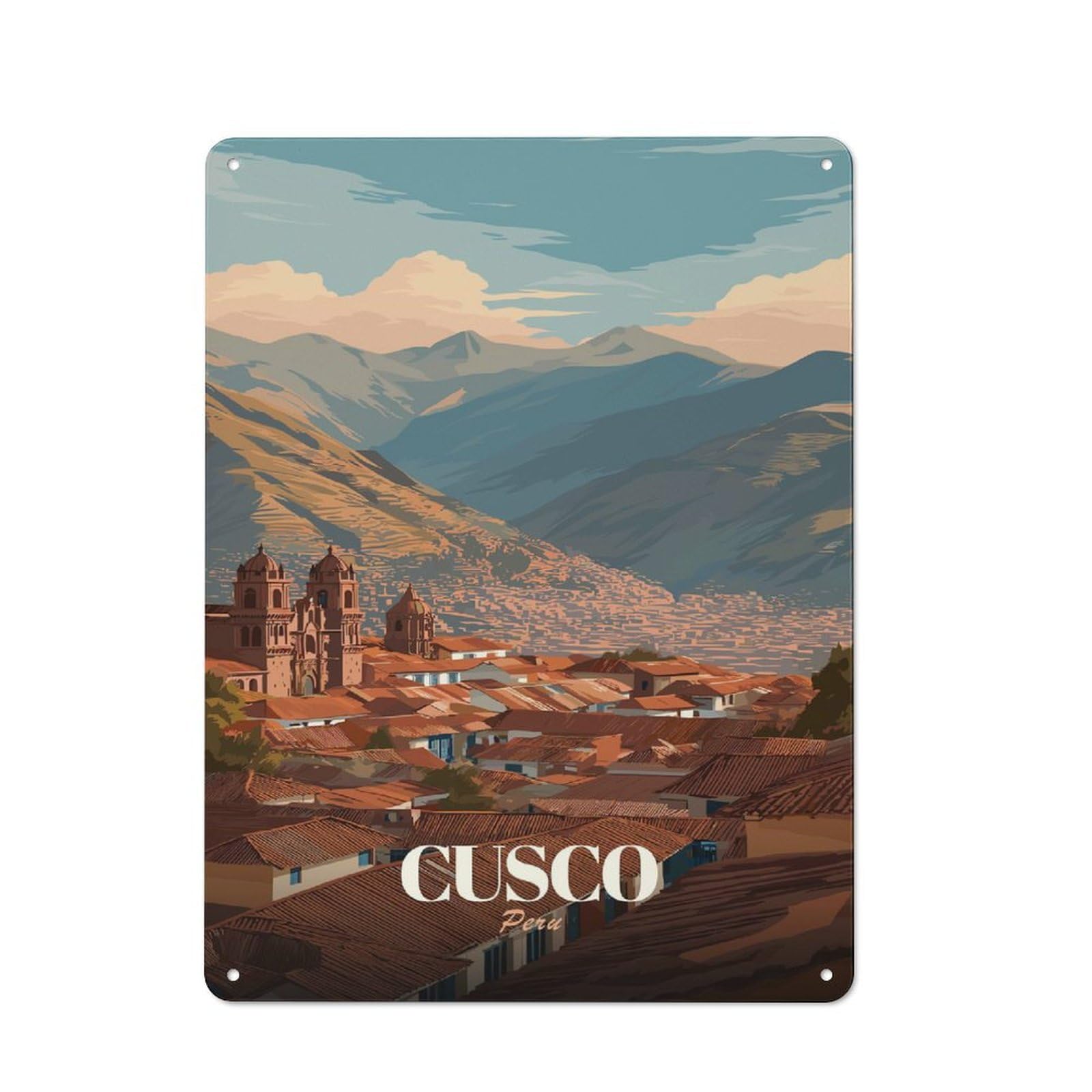 Classic Vintage Metal Sign 40x30cm Featuring Cusco, Peru Travel (2), Classic Pub Decor for Bar, Kitchen, Garage Or Games Room