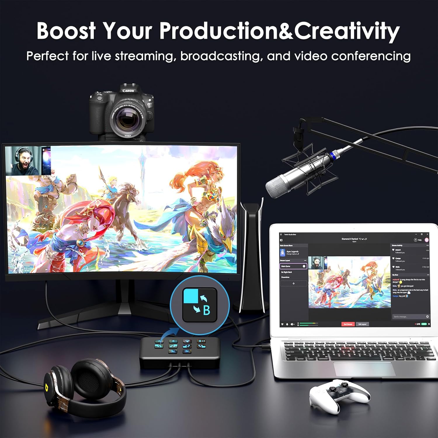 Video Capture Card USB c, HDMI Live Stream Switcher, 4k HDMI to USB 3.0 Video Capture for Streaming,Podcasting,Compatible with PS5,PS4/Pro,Xbox Series X/S,Xbox One X/S,OBS