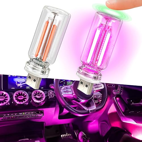 Miniatura 9 de 2 luces LED USB para automóvil, luces LED regulables al tacto, puerto USB, iluminación ambiental retro para automóvil, luces LED interiores
