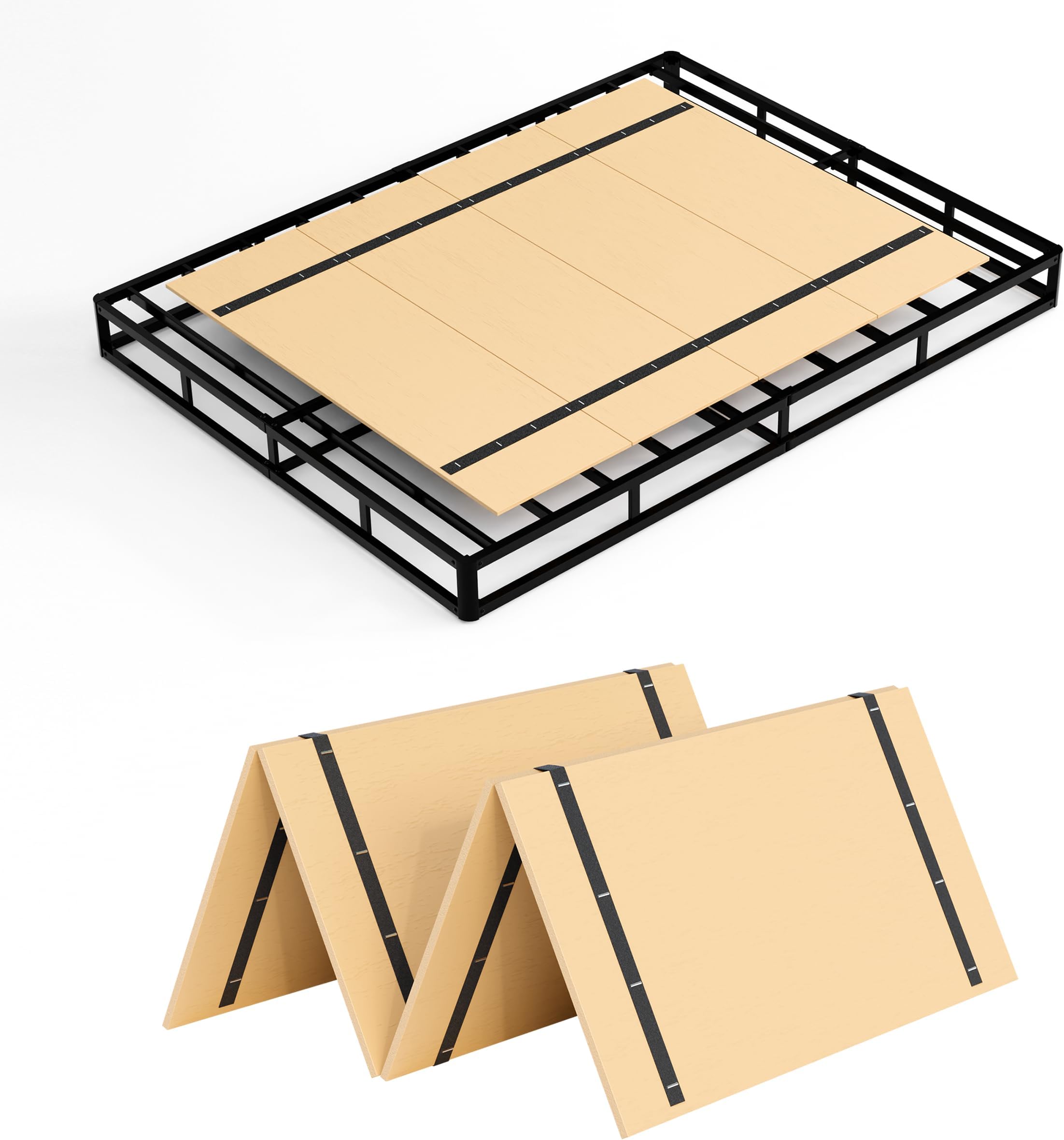 Yarfyk Queen Bed Board Under Mattress Support,Foldable Box Spring, 38"x 74",Mattress Support Wooden Bunkie Board,Bunkie Board,Bed Slats
