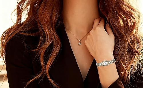 Miniatura 5 de BESTKANG Relojes para mujer Vintage Square Classic Reloj de lujo con números romanos Dial Oro Plata Dos Tonos Banda de Acero Inoxidable Elegante