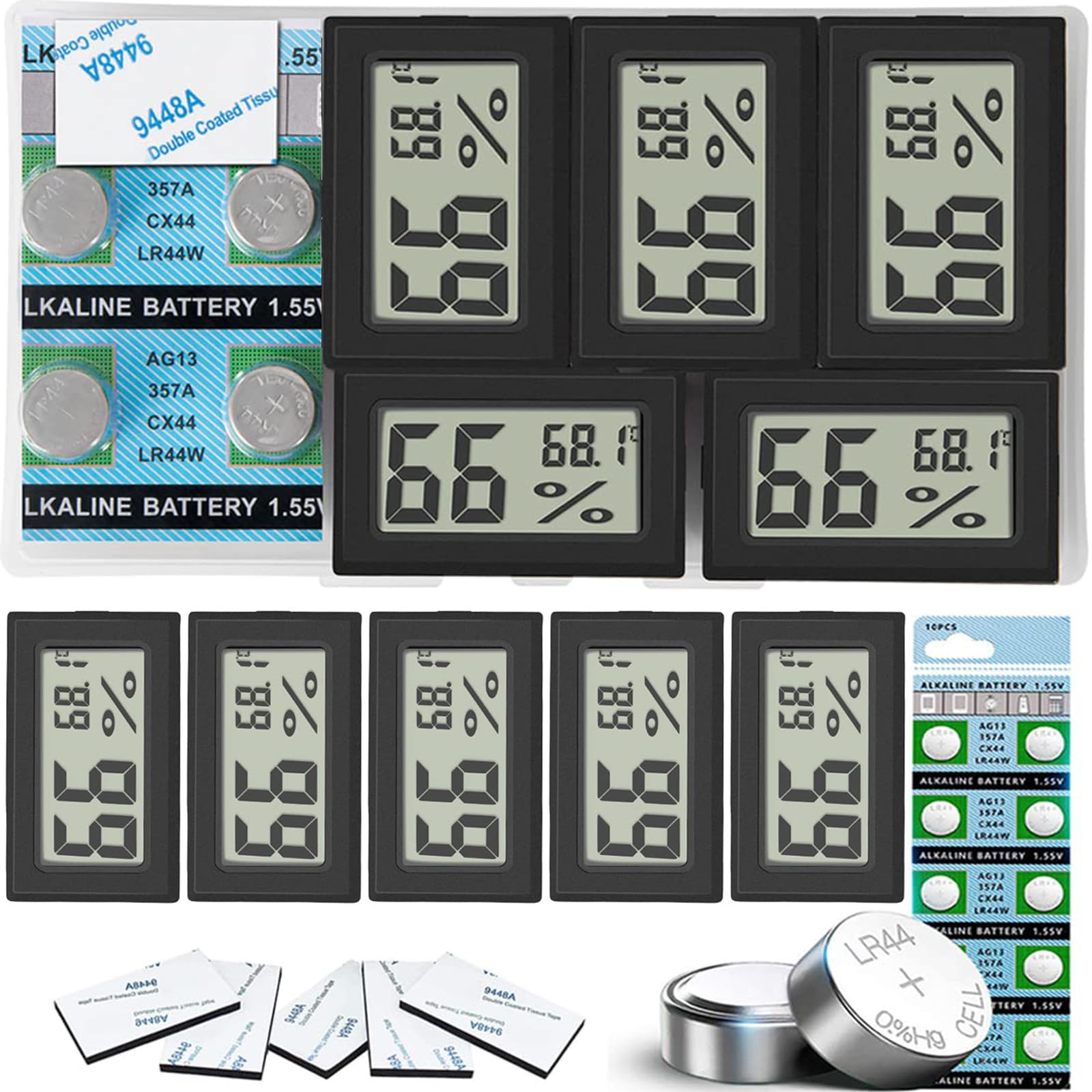 SOBEAU Mini Igrometro Termometro Digitale, Termometro Interno,Monitor di Temperatura e Umidità, 4 pezzi Mini Termometro da Interno per Serra, Stanza, Casa (bianco