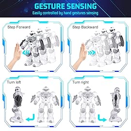 SONOMO Toys for 6-9 Year Old Boys, RC Robot Gifts for Kids Intelligent Programmable Robot (White)