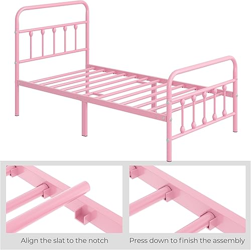 Miniatura 156 de YAHEETECH - Marco de cama de metal clásico con estructura de hierro y estilo victoriano, cabecero y pie, espacio debajo de la cama, no necesita base