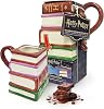 Harry Potter Mug & Hot Chocolate Gift Set - Ceramic Stacked Books Mug with Red Colour Changing Hot Chocolate Drink. Harry Potter Gifts for Stocking Fillers, Christmas Gifts for Kids