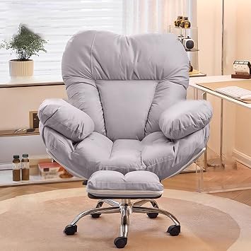 High-Back Computer Chair with Wide Seat, 3-Level Lumbar Support, 15 Rocking Base, and Silent Rollers, Comfortable Desk Chair for Living Room