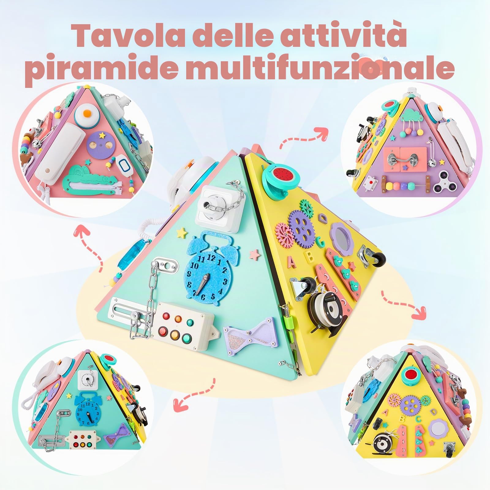 Bambini Montessori Giocattoli Occupato Consiglio per Bambini Bambini Forma Piramide Cubo Giocattolo Educativo