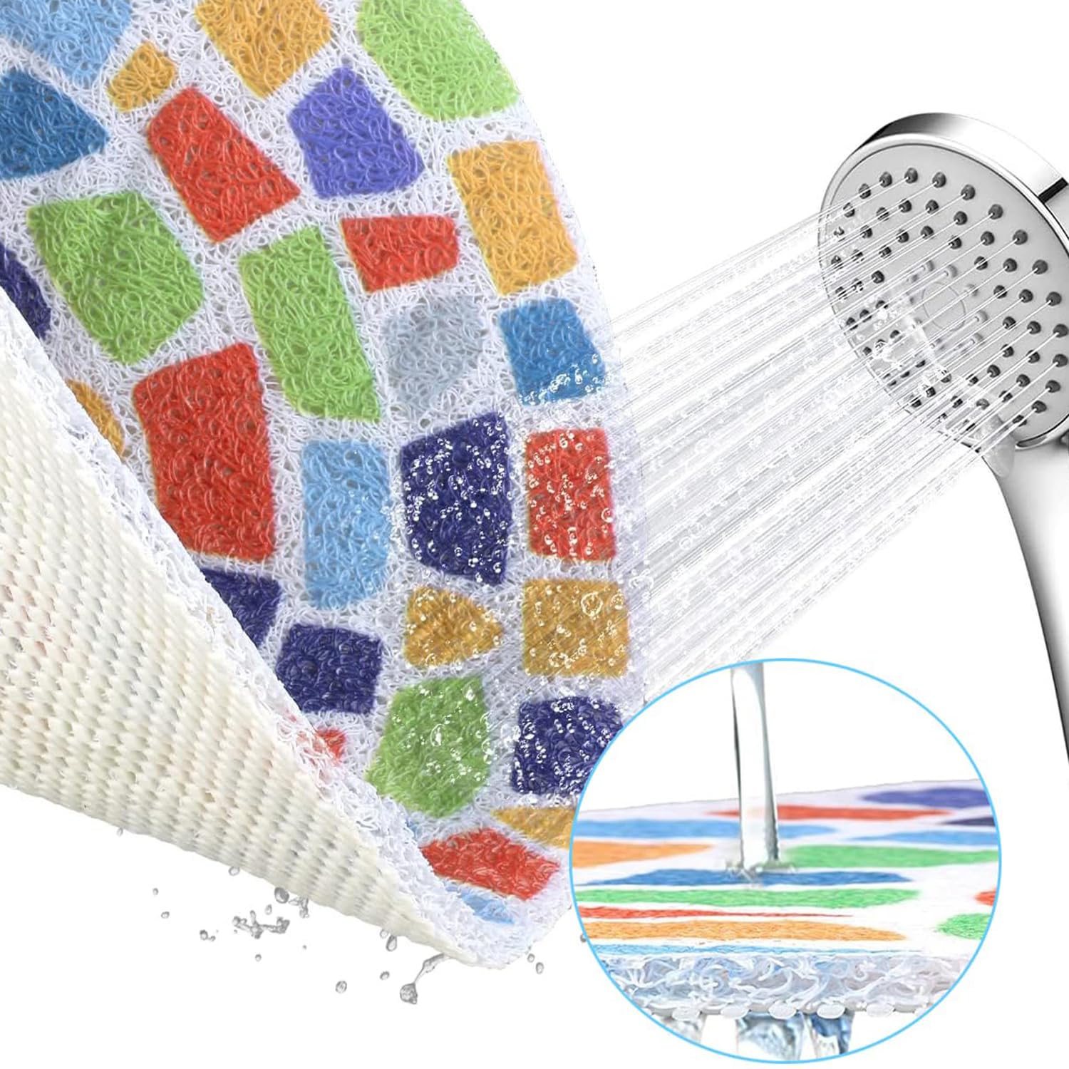 Alfombrilla de Baño de Luffa, Alfombrilla de Ducha Redonda | Alfombra de Ducha Redondo, 60cm, Alfombrilla de Baño Para Baño, Lavable a Máquina, de Secado Rápido