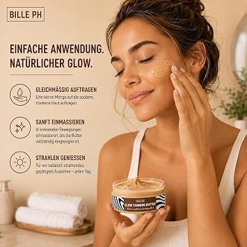 Tanning Accelerator & Self-Tanner 150ml - Tanning Butter Oil for Quick Tan With Olive Oil Coconut Oil Shea Butter & Cocoa Butter Shimmering Pearls Non-Greasy SPF Free