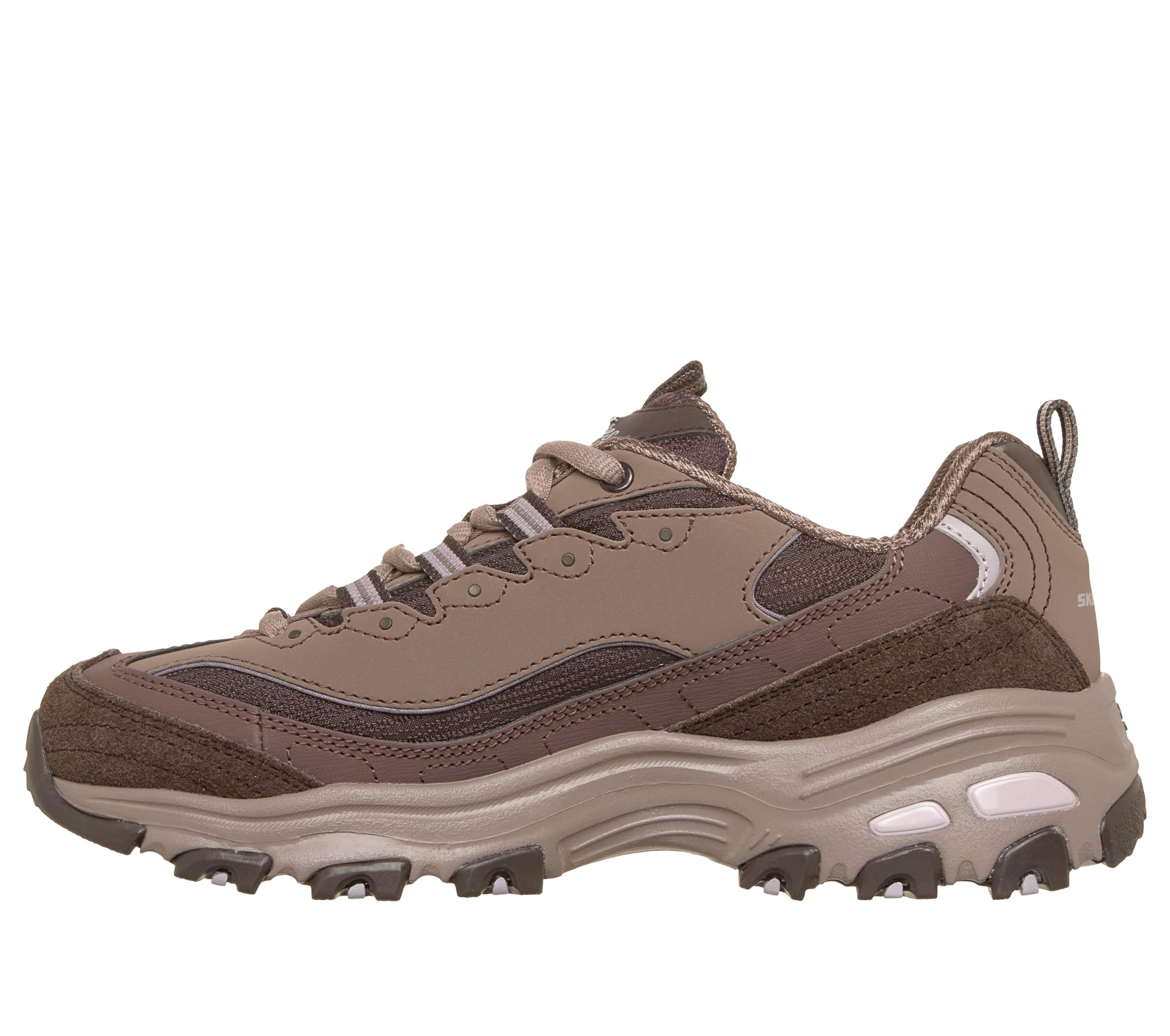 Skechers Mujer D'Lites Zapatillas Deportivas, Brown Leather Duraleather Mesh Brown Trim, 38 EU